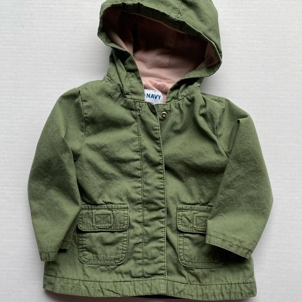 Old Navy Jacket Army Green and Pink Knit Jacket‎ size 18-24